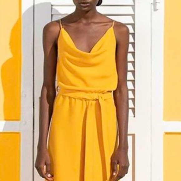 H2O Italia Tinomi Cowl Neck Wide Leg Jumpsuit with detachable Belt in Marigold - Picture 12 of 13